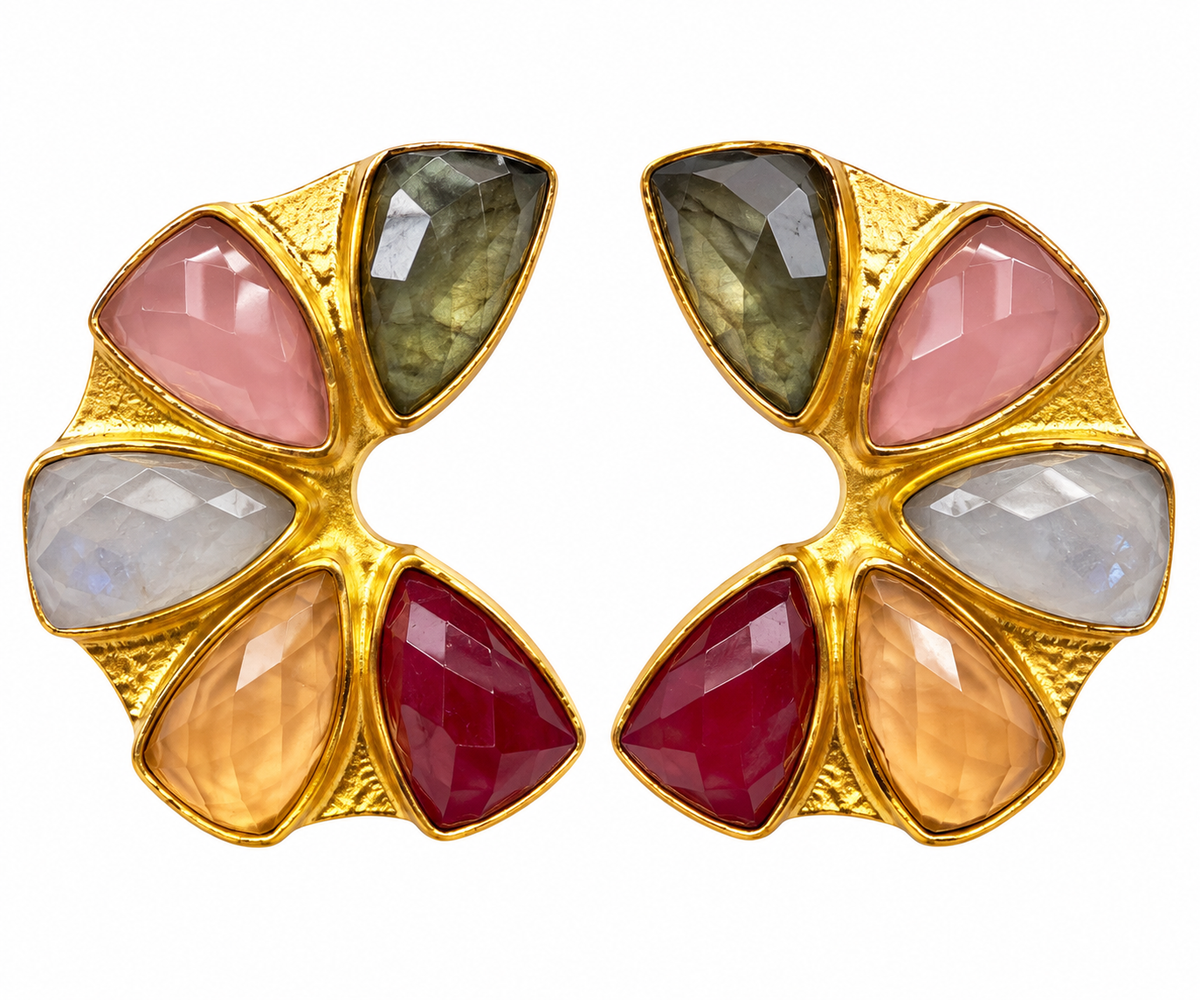 Gold Five Stone Earring