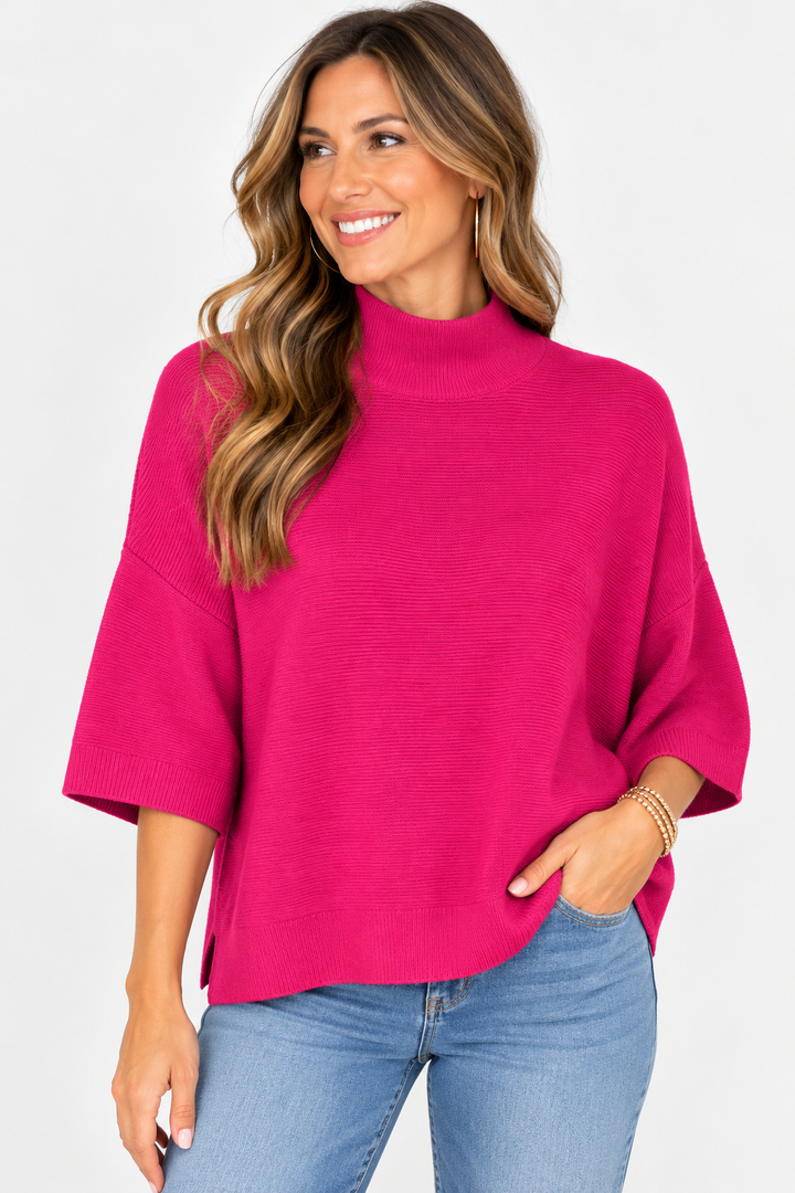 Funnel Drop Shoulder Sweater