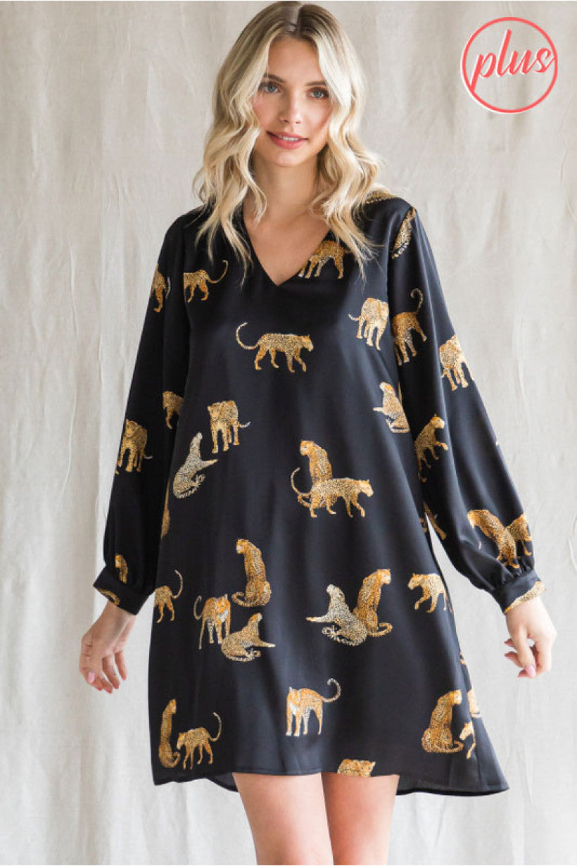 Satin Animal Print Dress