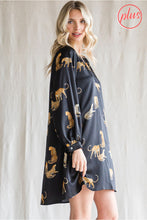 Load image into Gallery viewer, Satin Animal Print Dress
