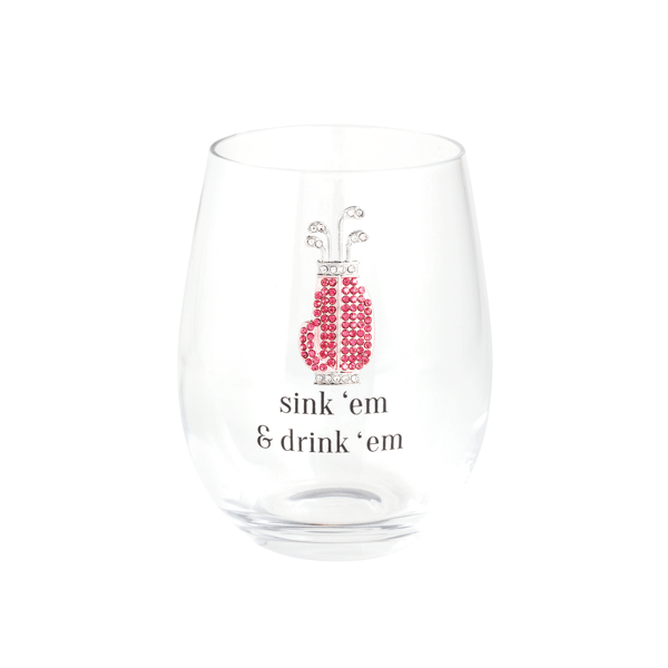 Golf Jeweled Wine Glass