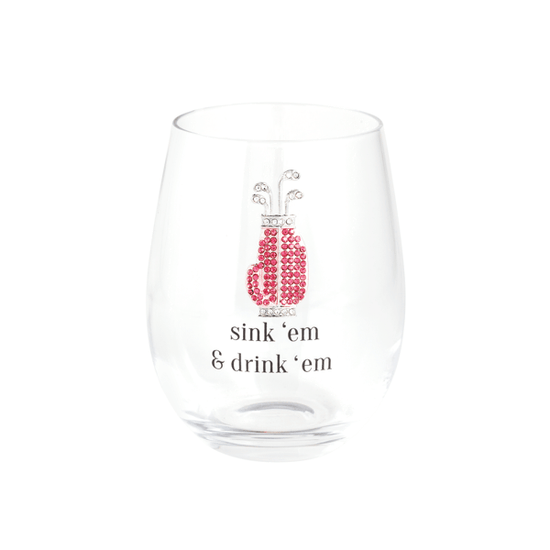 Golf Jeweled Wine Glass