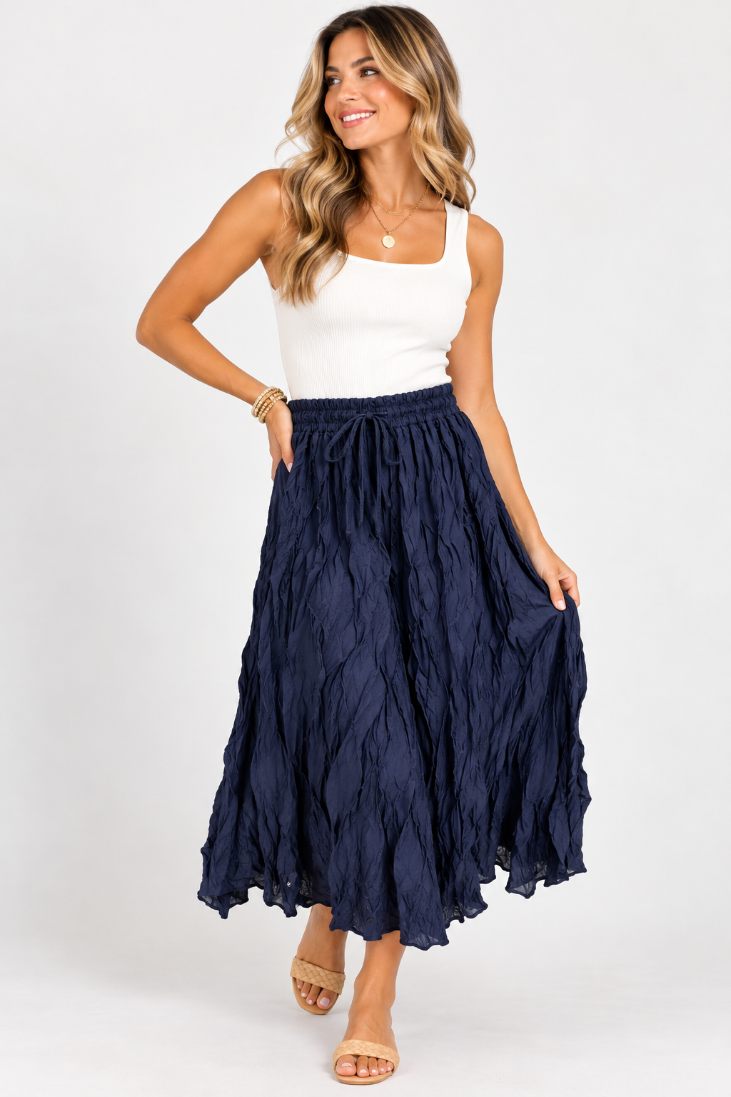 Loretta Crinkle Maxi Skirt