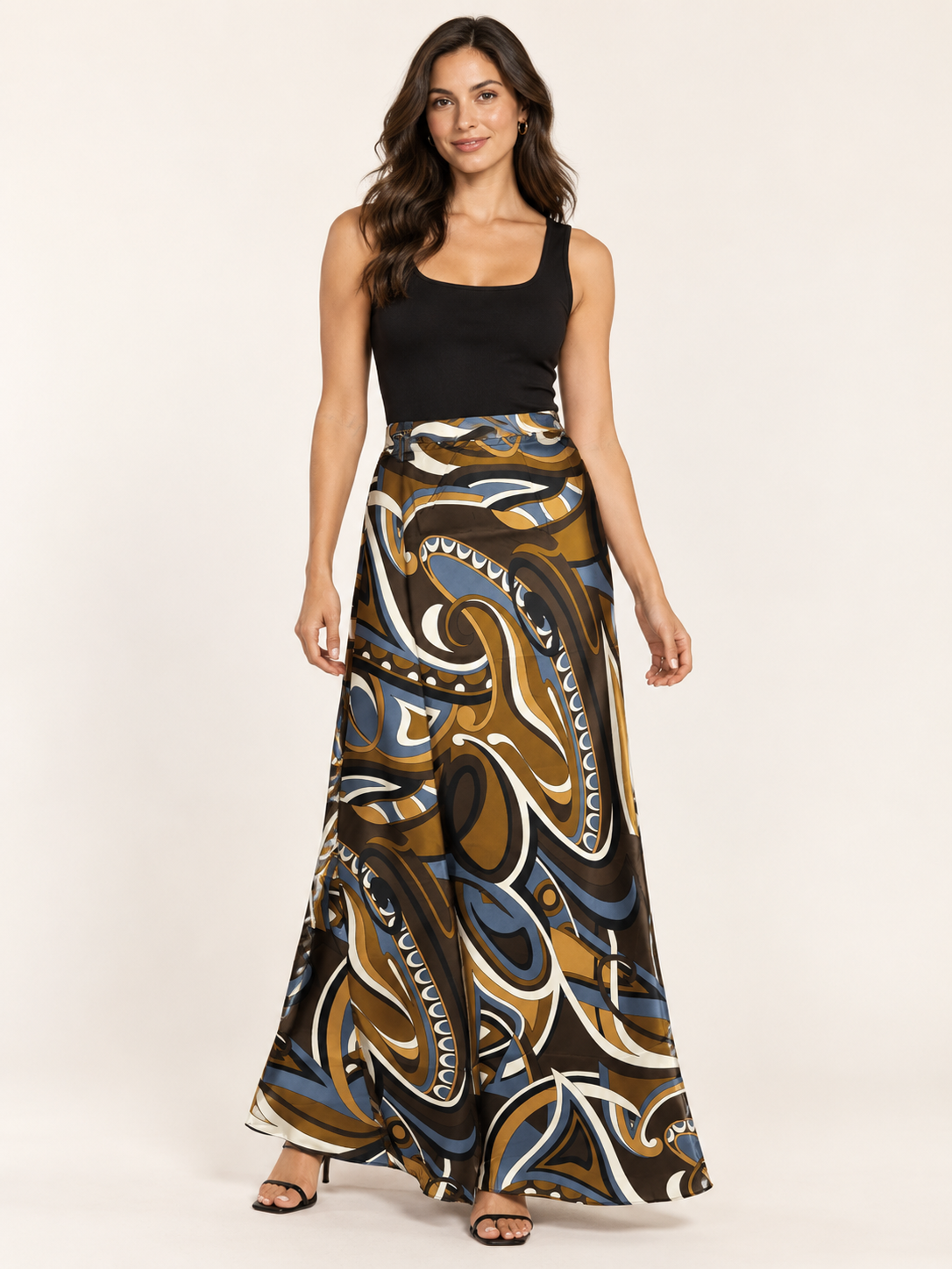 Baroque Abstract Print Silky Slip Skirt