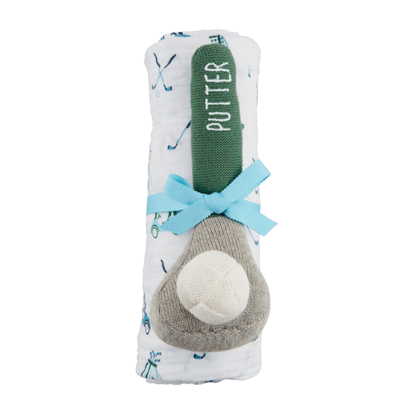 Boy Golf Swaddle & Rattle