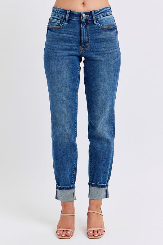 Judy Blue Mid Rise Wash Boyfriend with Cuff