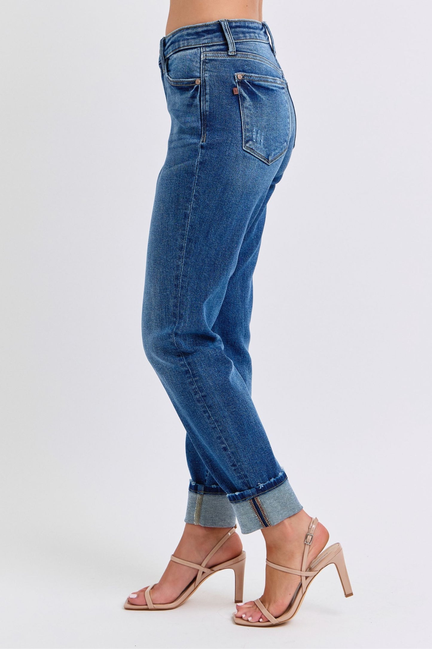 Judy Blue Mid Rise Wash Boyfriend with Cuff