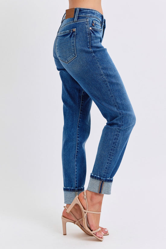 Judy Blue Mid Rise Wash Boyfriend with Cuff