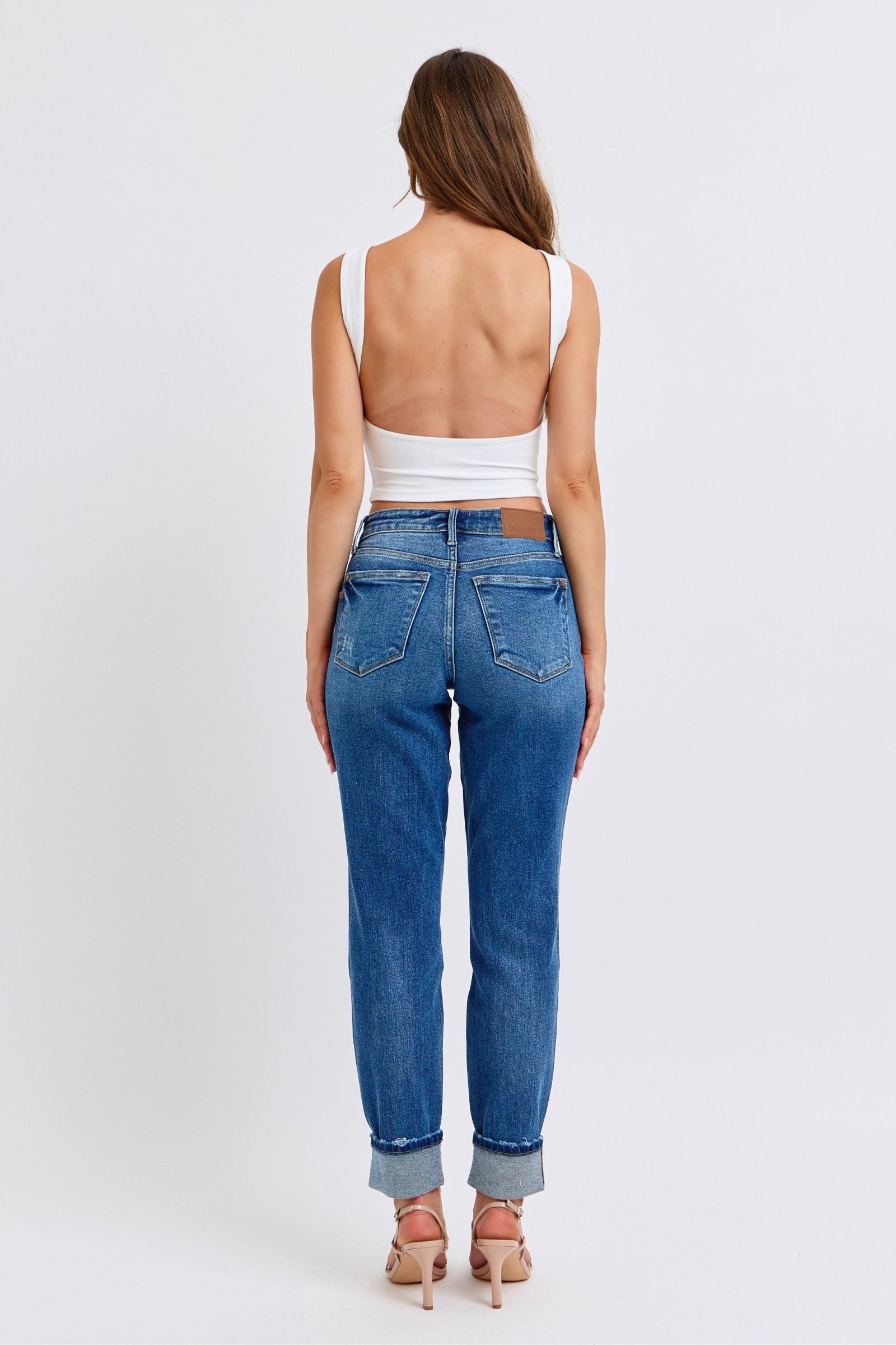 Judy Blue Mid Rise Wash Boyfriend with Cuff