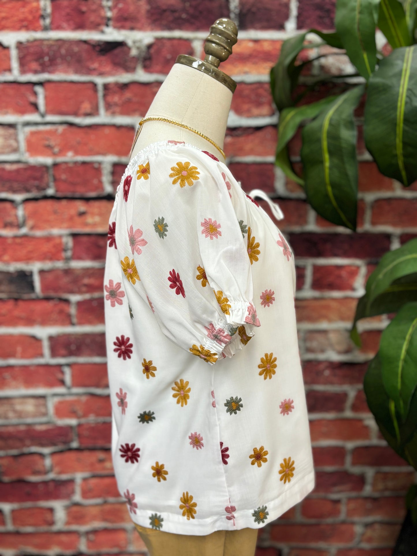 Meadow Blossom Embroidered Peasant Top