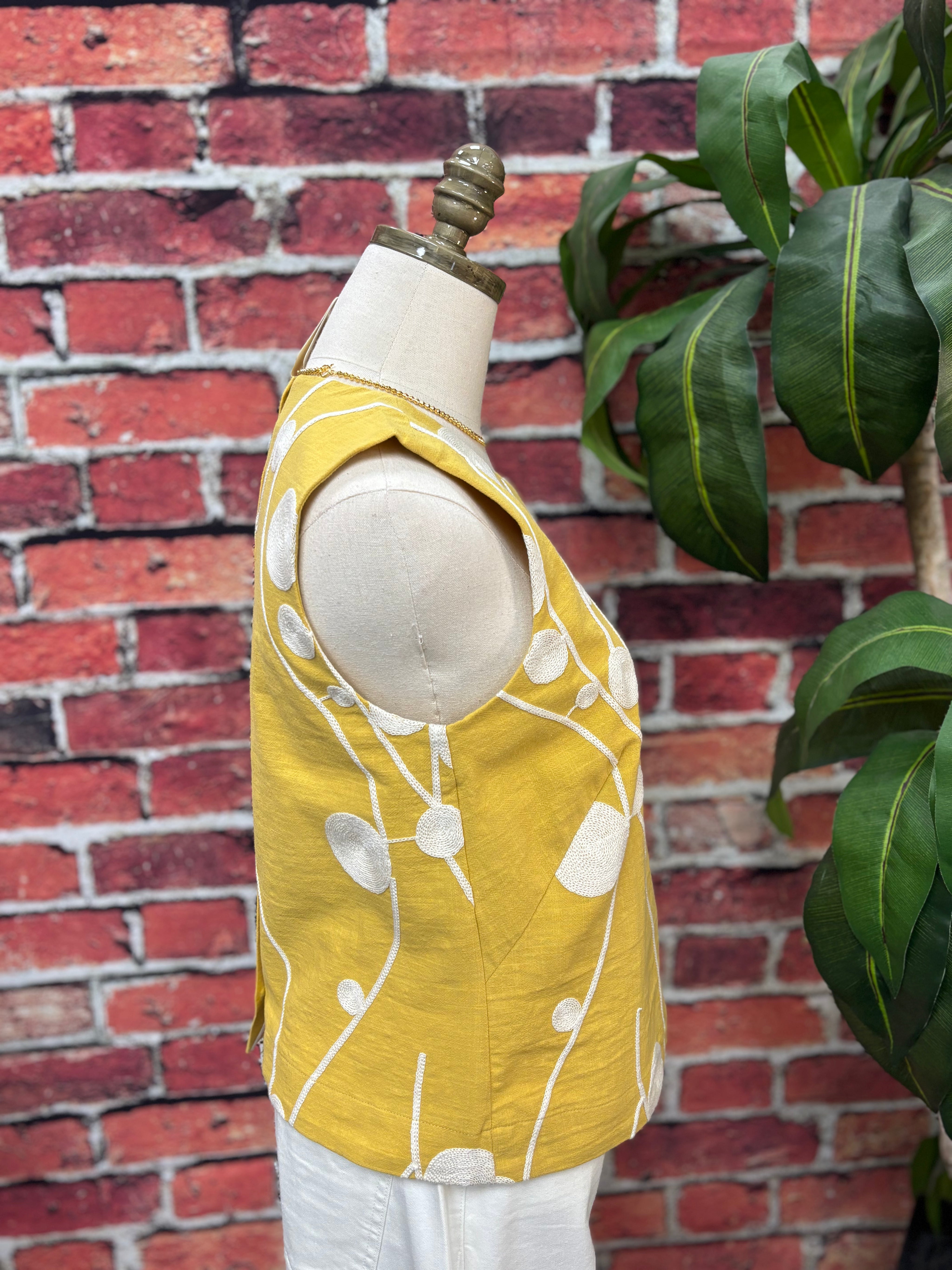 Golden Garden Embroidered Sleeveless Top