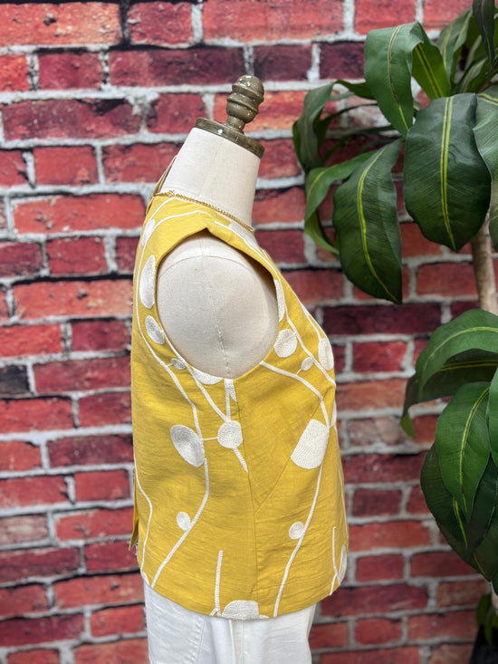 Golden Garden Embroidered Sleeveless Top