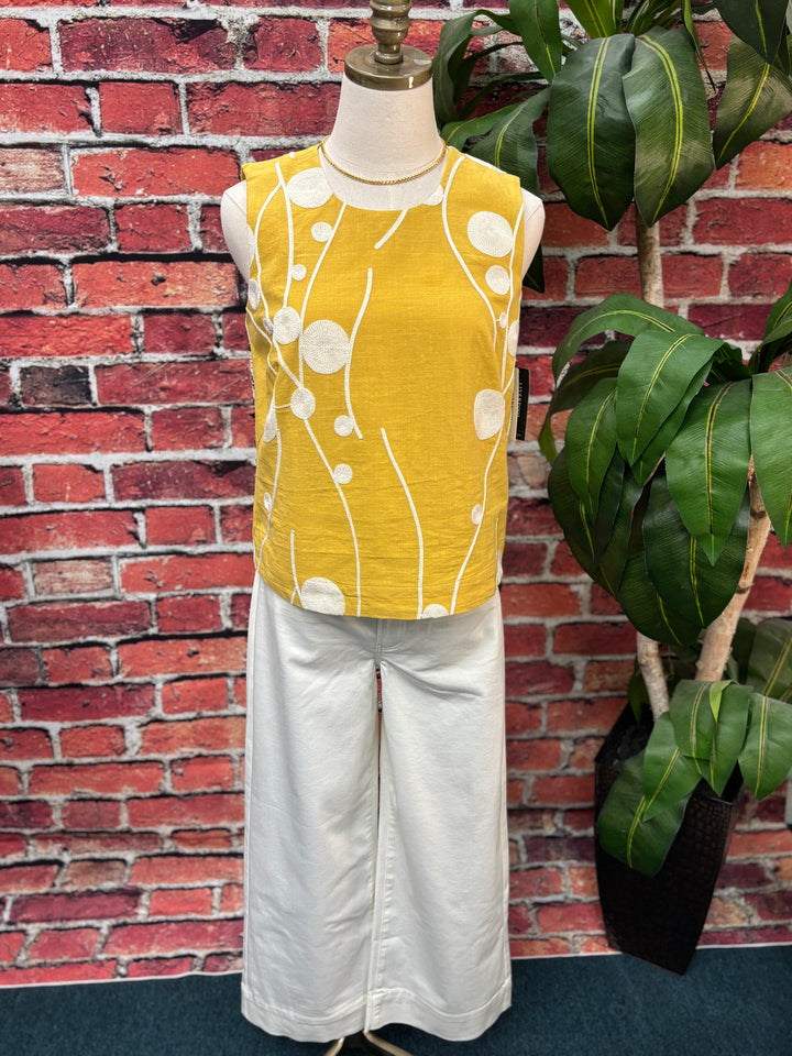 Golden Garden Embroidered Sleeveless Top
