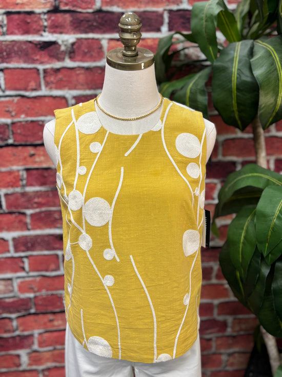 Golden Garden Embroidered Sleeveless Top
