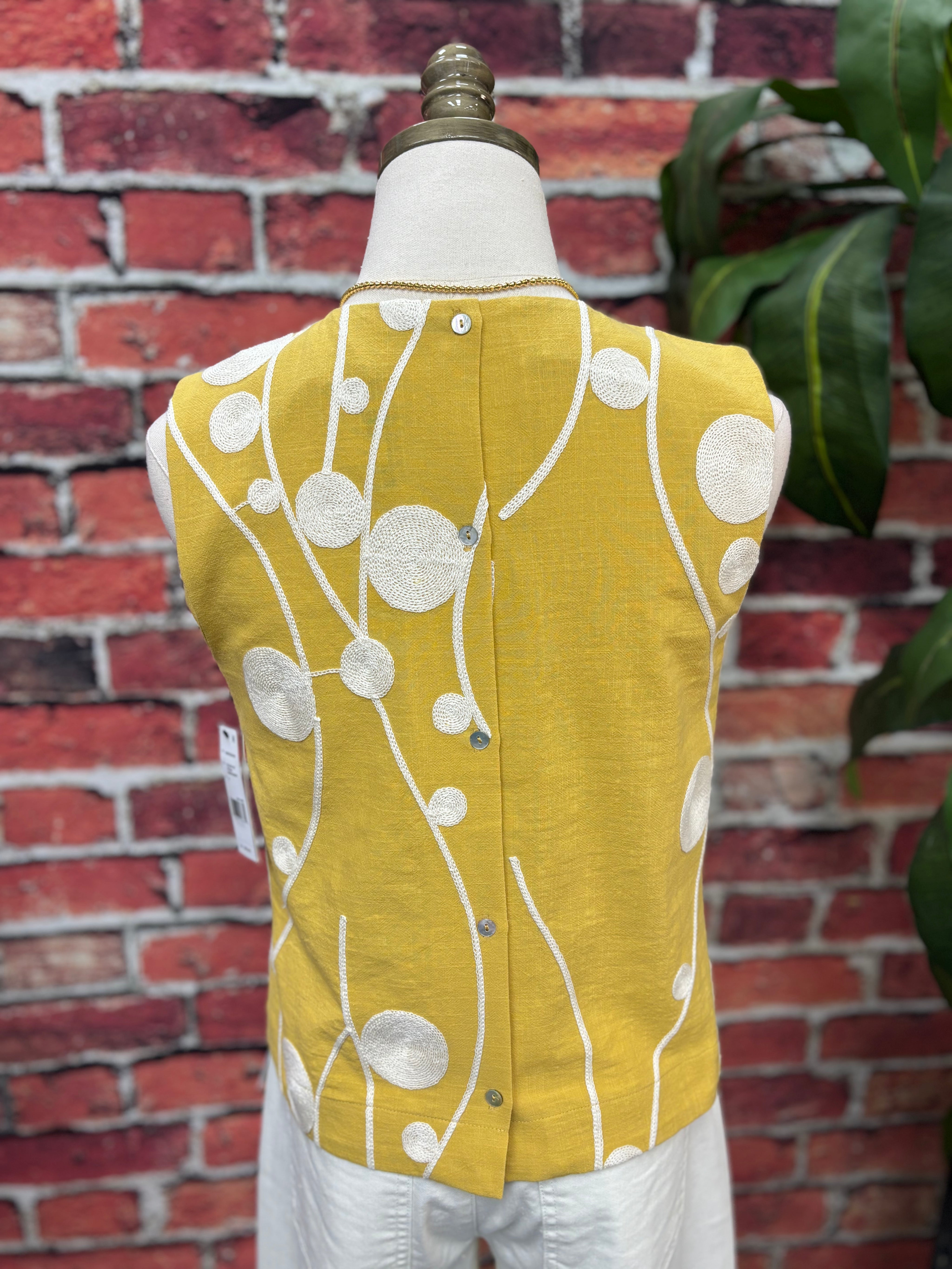 Golden Garden Embroidered Sleeveless Top