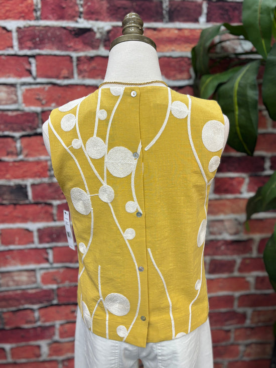 Golden Garden Embroidered Sleeveless Top