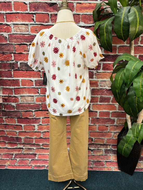 Meadow Blossom Embroidered Peasant Top