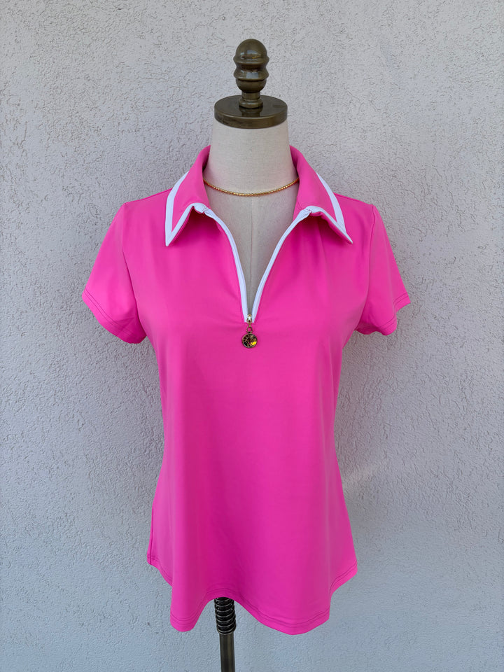 Amaia Front Zip Polo Top