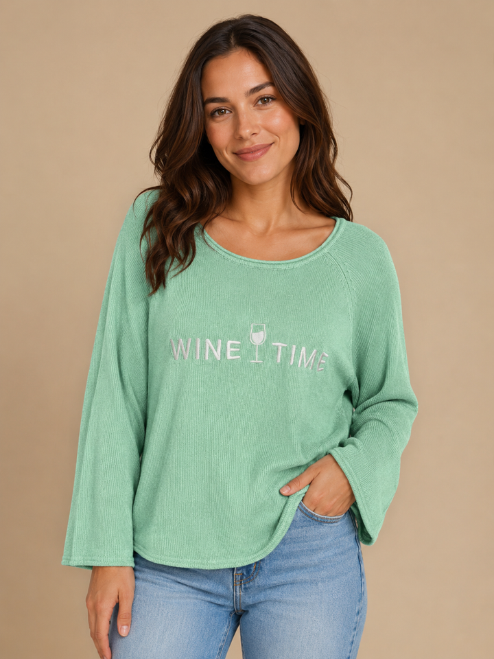 Scoop Neck Embroidery Sweater