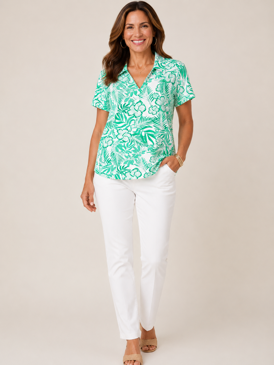 Tropical Collared Top