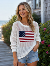 Load image into Gallery viewer, Coastal Freedom Knit Sweater
