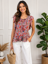 Load image into Gallery viewer, Garden Party Flutter Peplum Top
