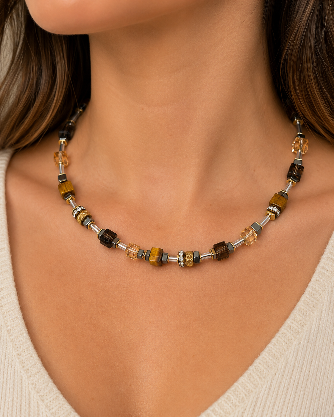 Geocube Shimmering Iconic Precious Necklace