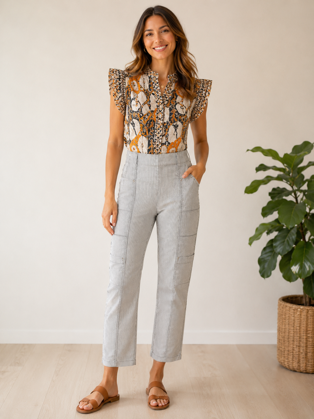Cool Tech Stripe Seaside Capri Pant***FINAL SALE**