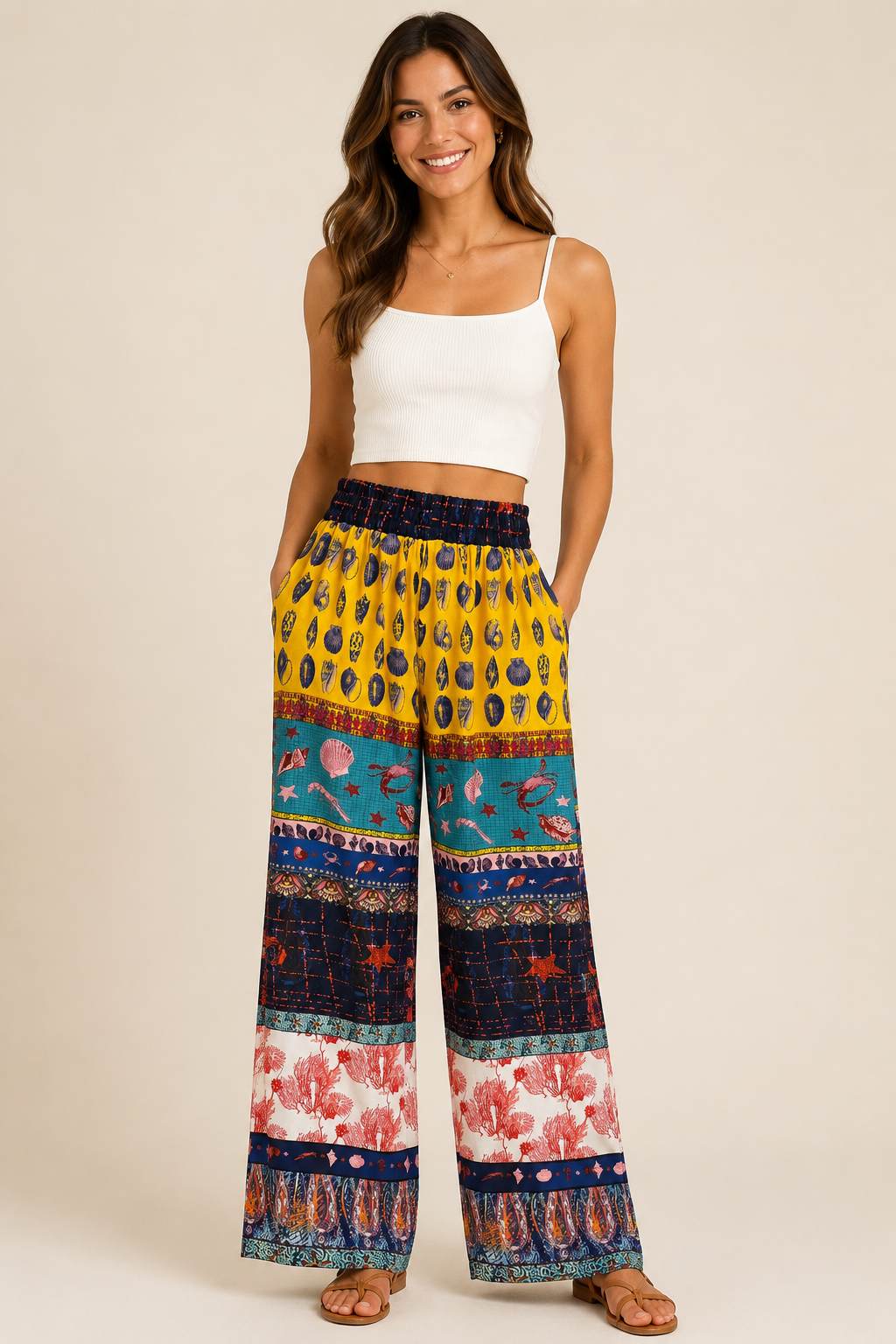 Seaside Patchwork Palazzo Pants