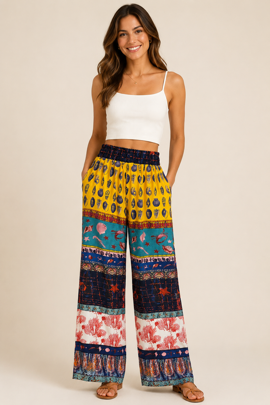 Seaside Patchwork Palazzo Pants