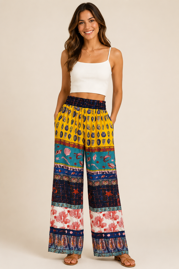 Seaside Patchwork Palazzo Pants