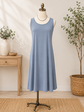 Load image into Gallery viewer, Dusty Blue Sleeveless Flare Dress

