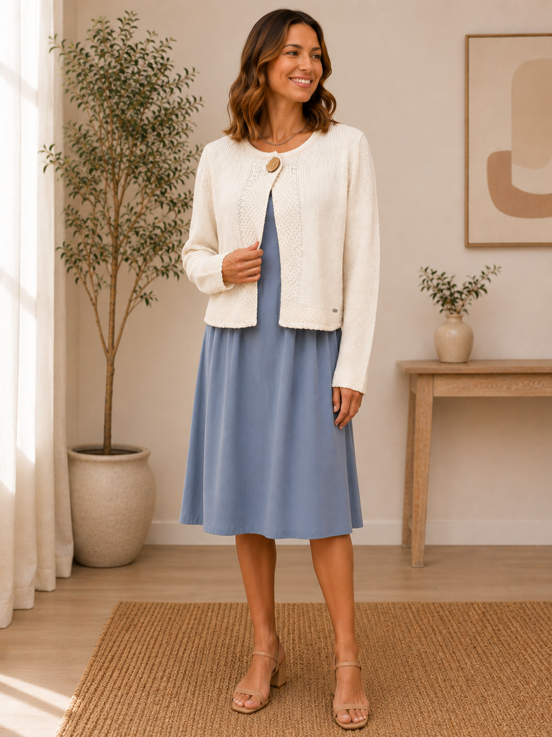 Dusty Blue Sleeveless Flare Dress