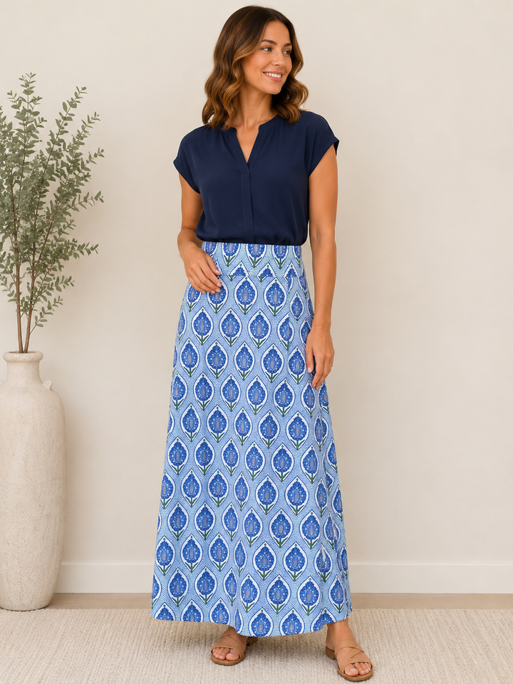 Bluebell Breeze Button Maxi Skirt