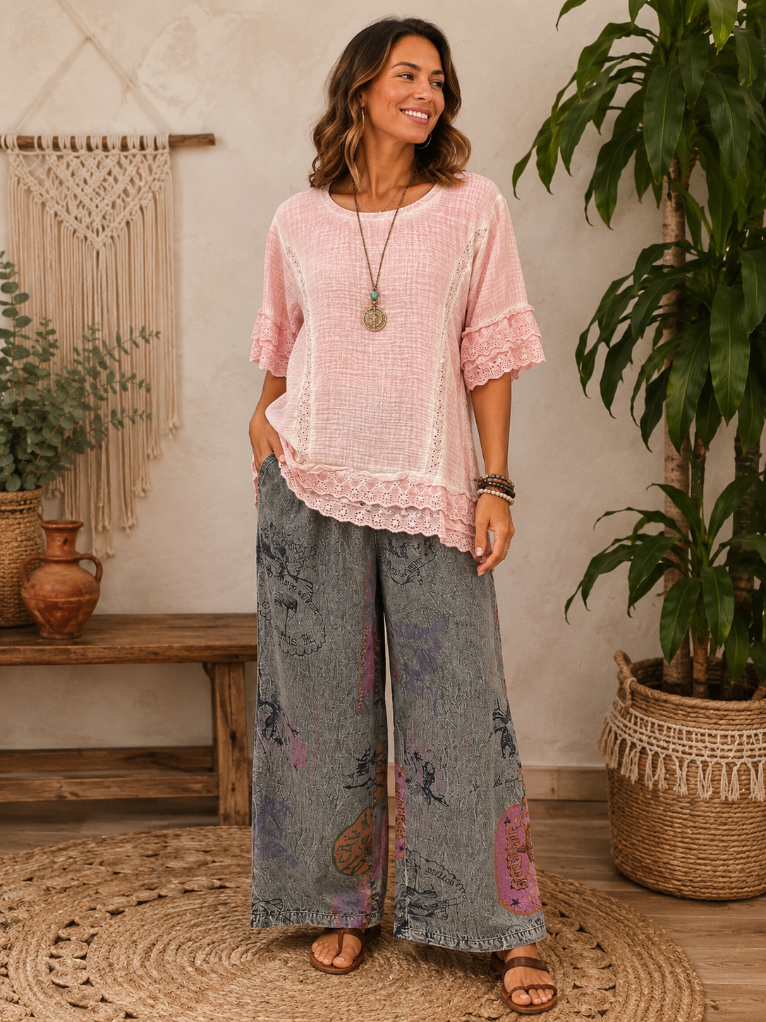 Blush Boho Breeze Slub Top
