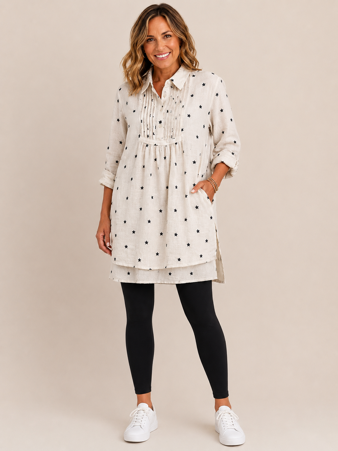 Cream Star Top