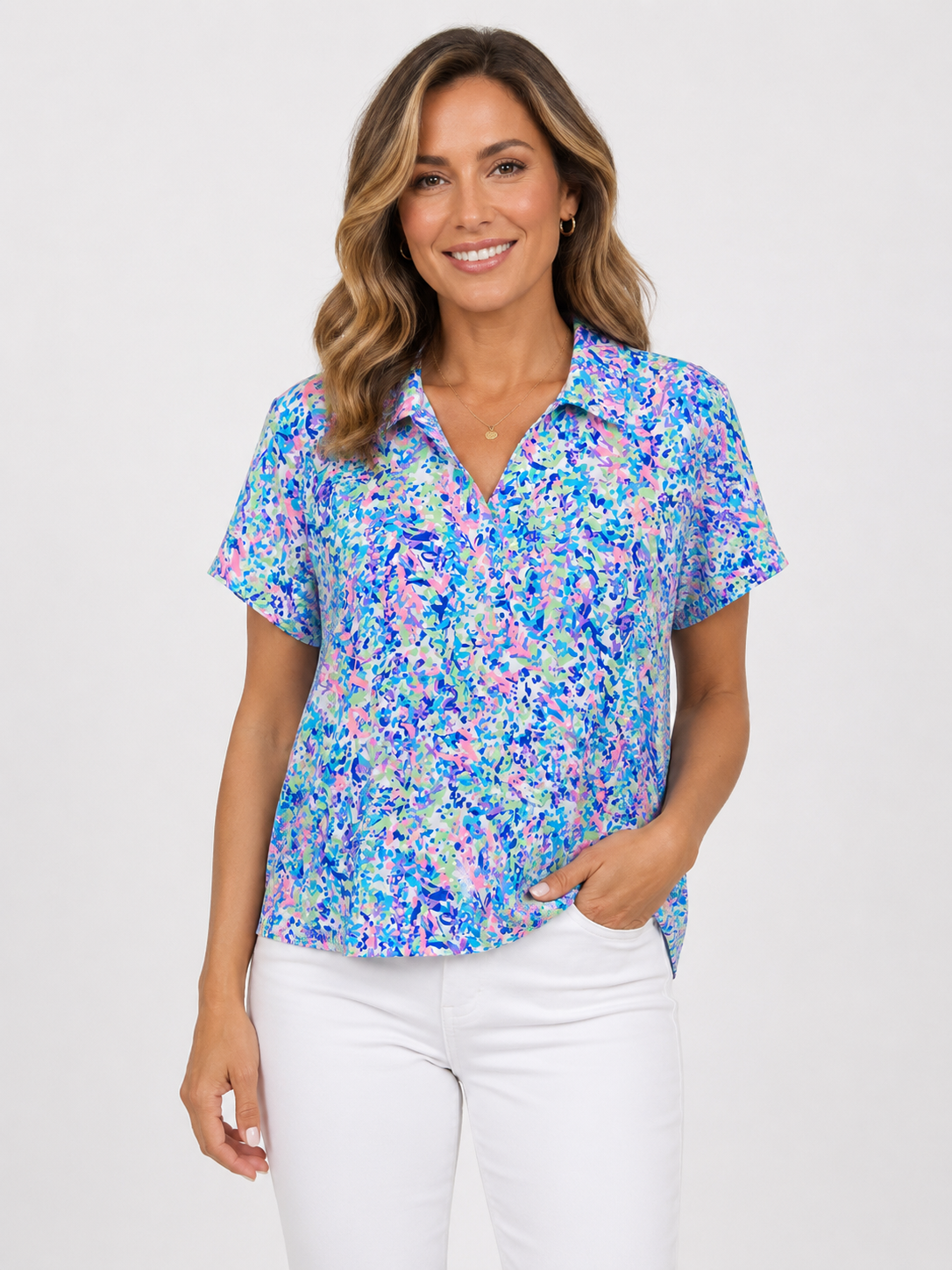 Tropical Collared Top