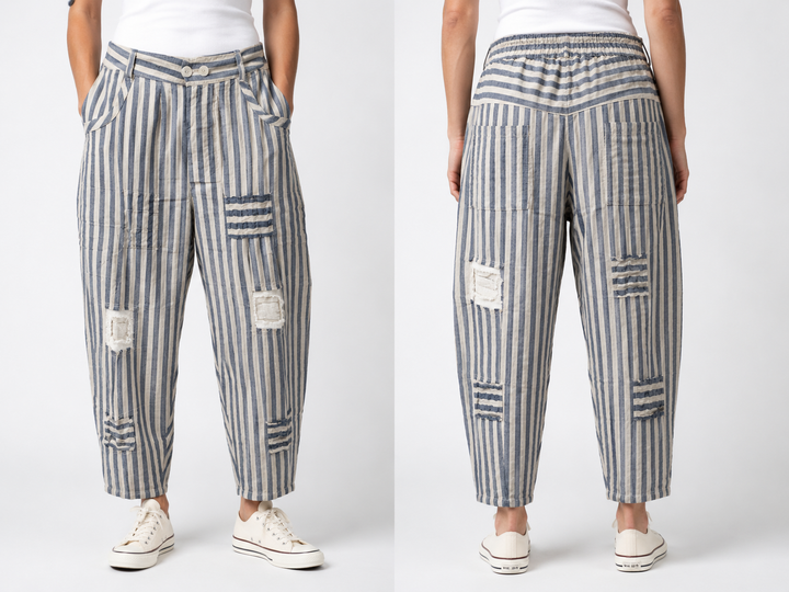 Boho Linen Stripe Pants