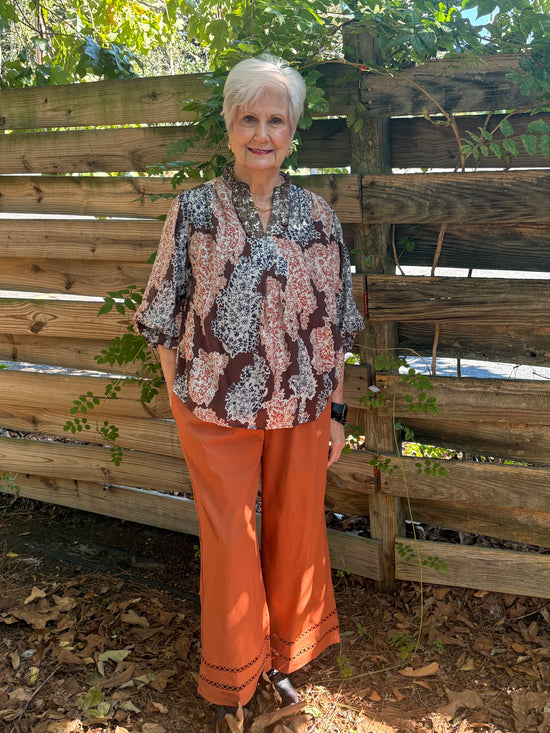 Linen Pants with Decorative Trim