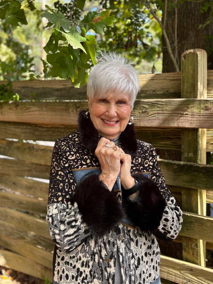 Mixed Media Faux Fur Statement Coat