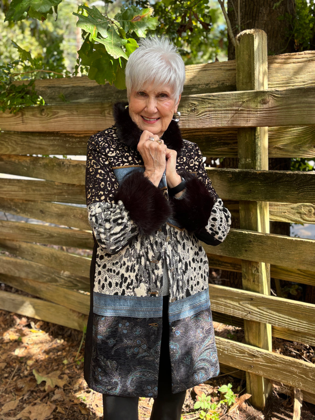 Mixed Media Faux Fur Statement Coat