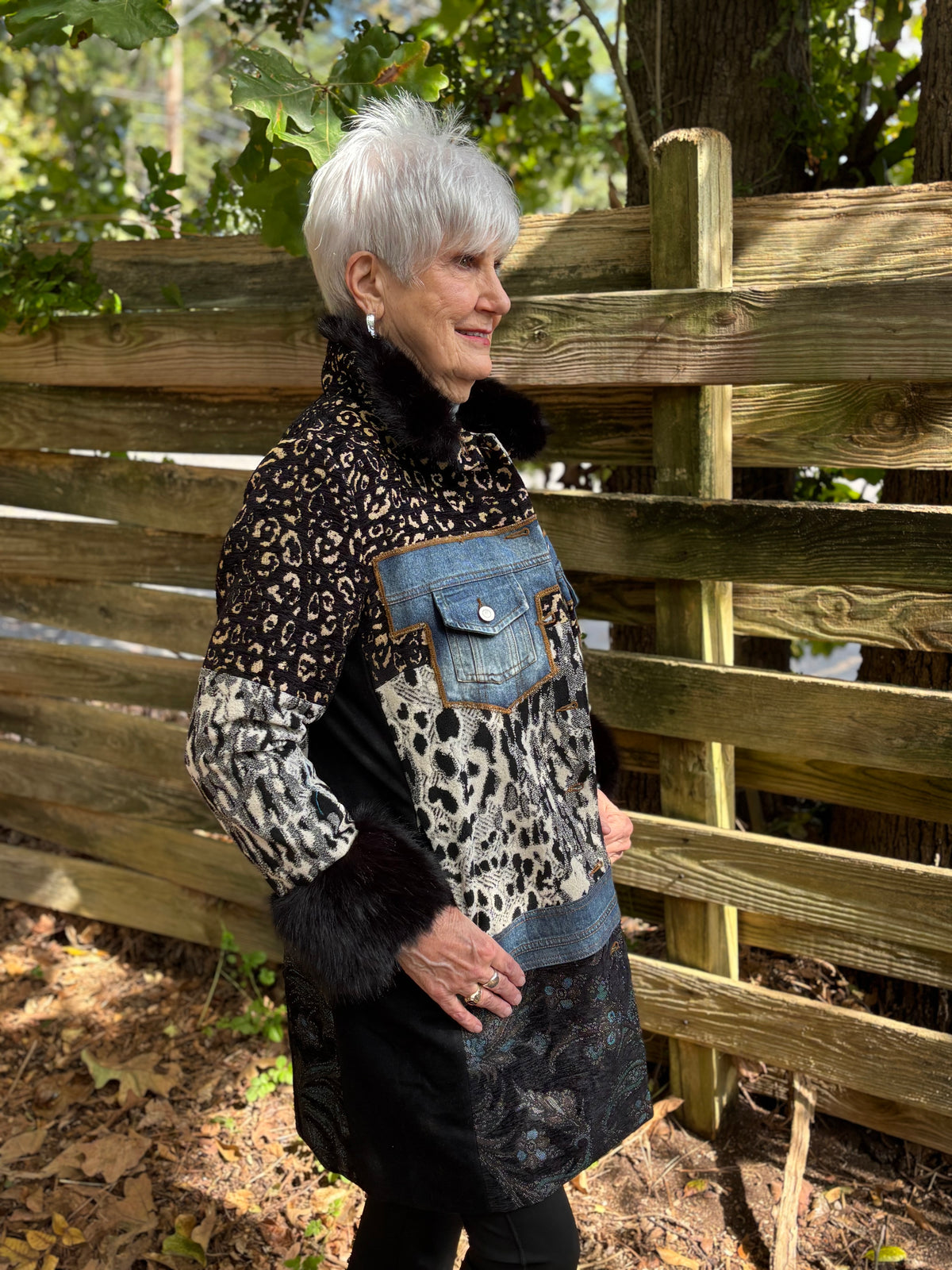 Mixed Media Faux Fur Statement Coat