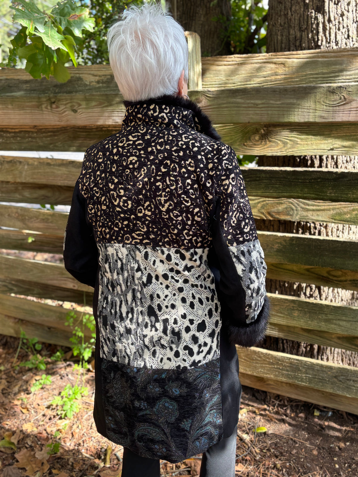 Mixed Media Faux Fur Statement Coat