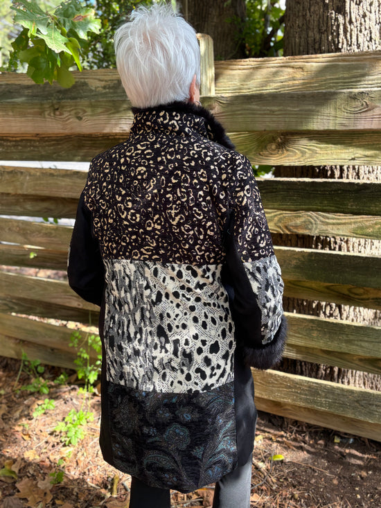 Mixed Media Faux Fur Statement Coat
