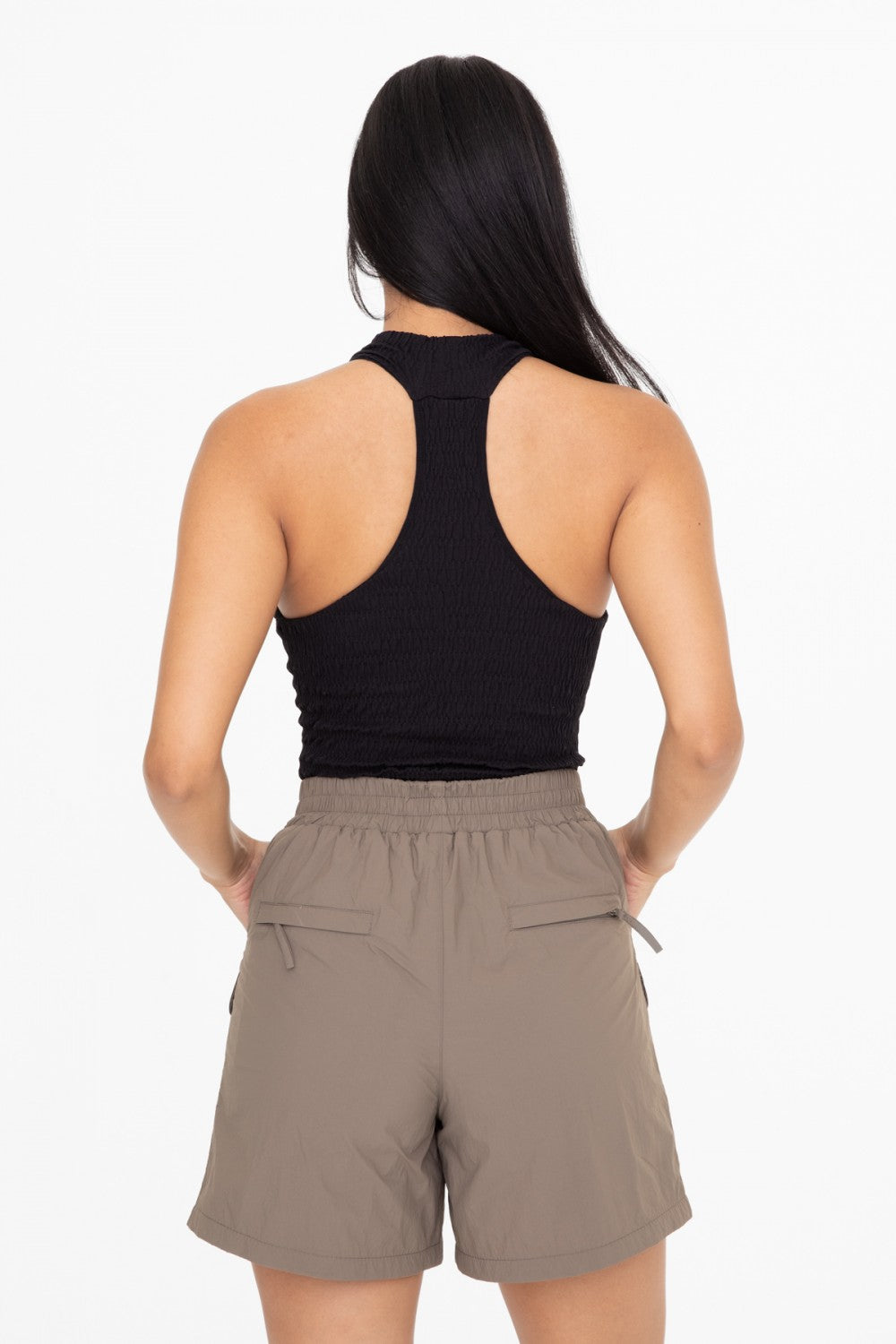 Smocked Halter Racerback Crop Top