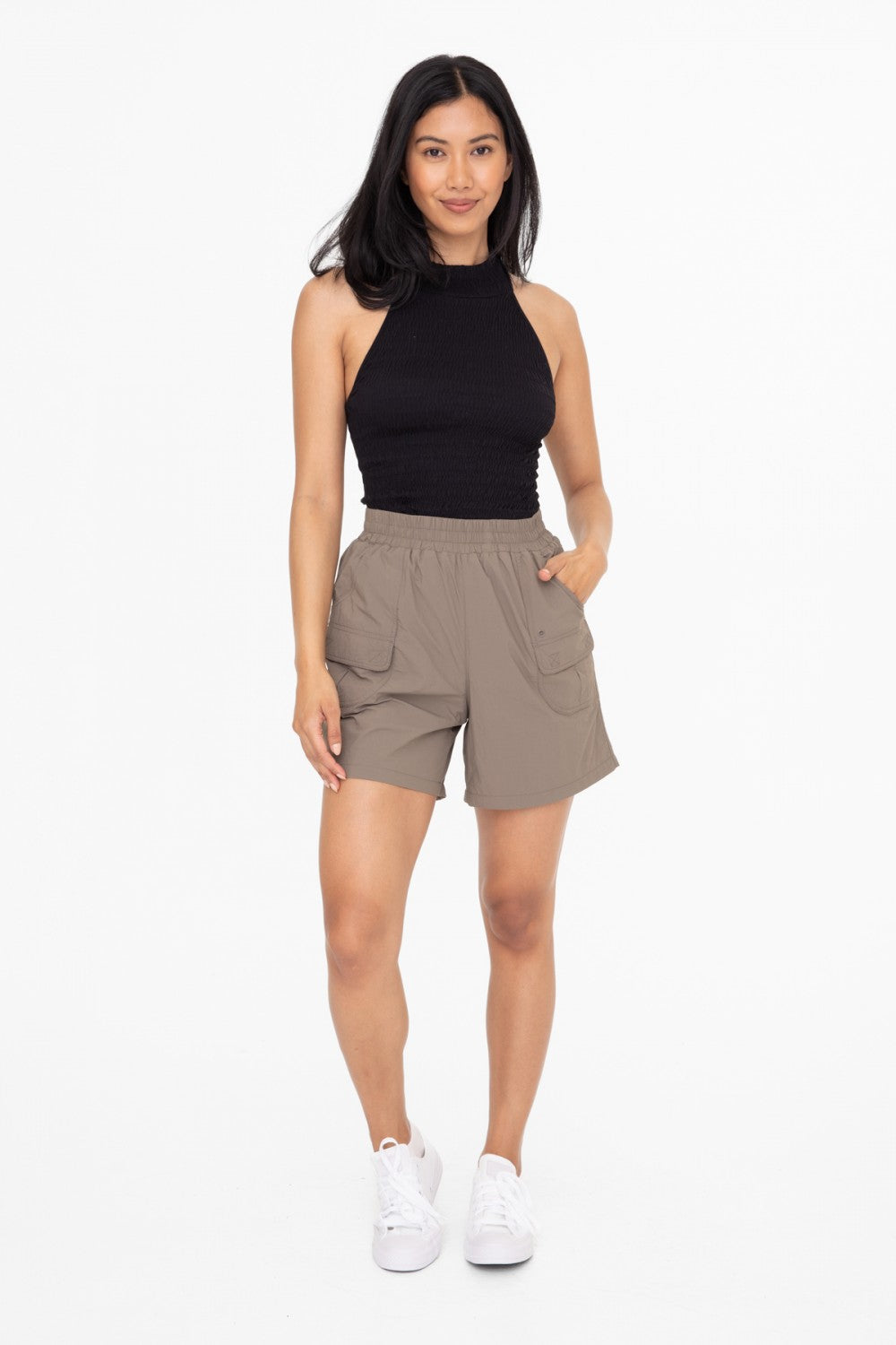 Smocked Halter Racerback Crop Top
