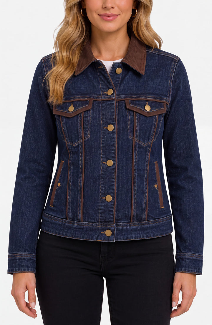 Classic Trucker Jacket with Velvet Details