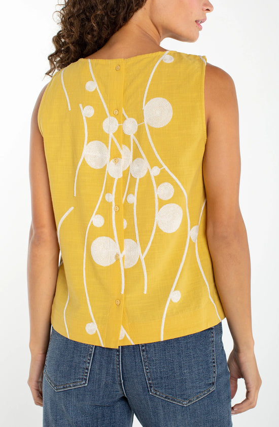 Golden Garden Embroidered Sleeveless Top