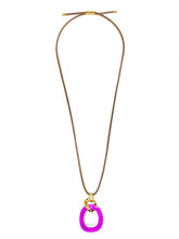 Load image into Gallery viewer, Curved Oval Pendant Long Necklace
