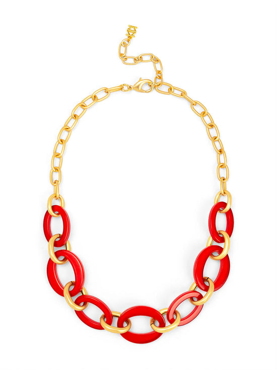 Oval Link Matte Gold Collar Necklace